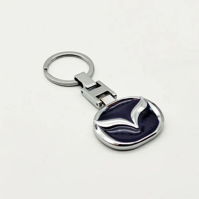 Mazda Logo Metal Keychain Keyring - Blue