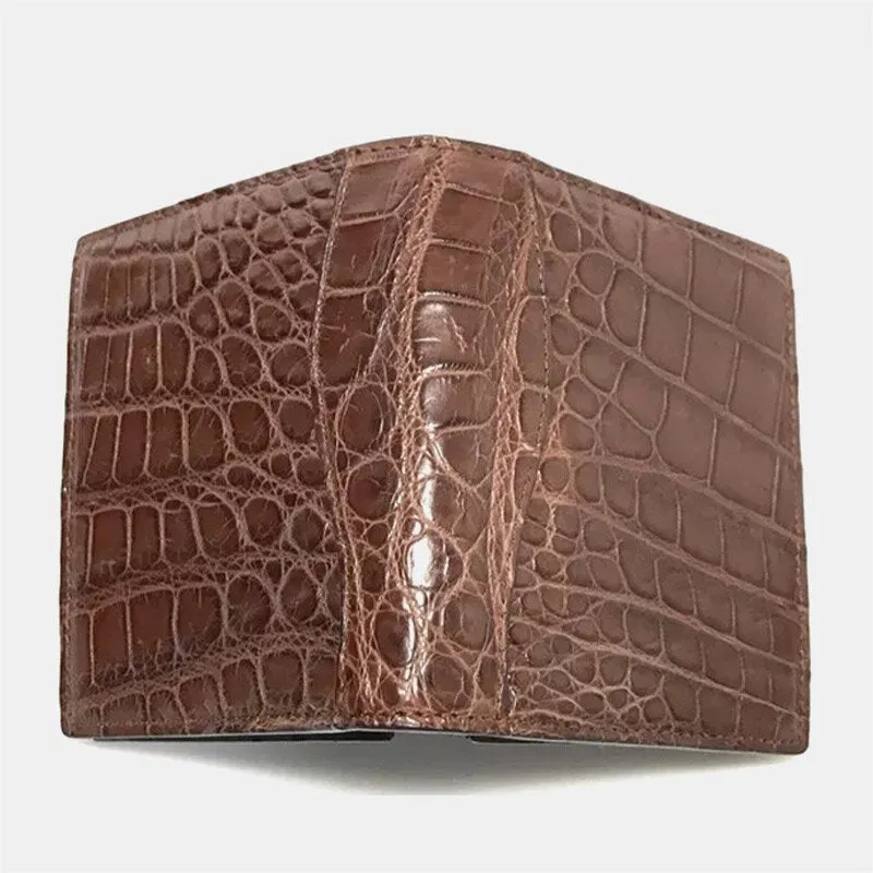 Men Genuine Leather Fashion Alligator Print Multi-card Slot Card Holder Short Bifold Coin Purse Wallet