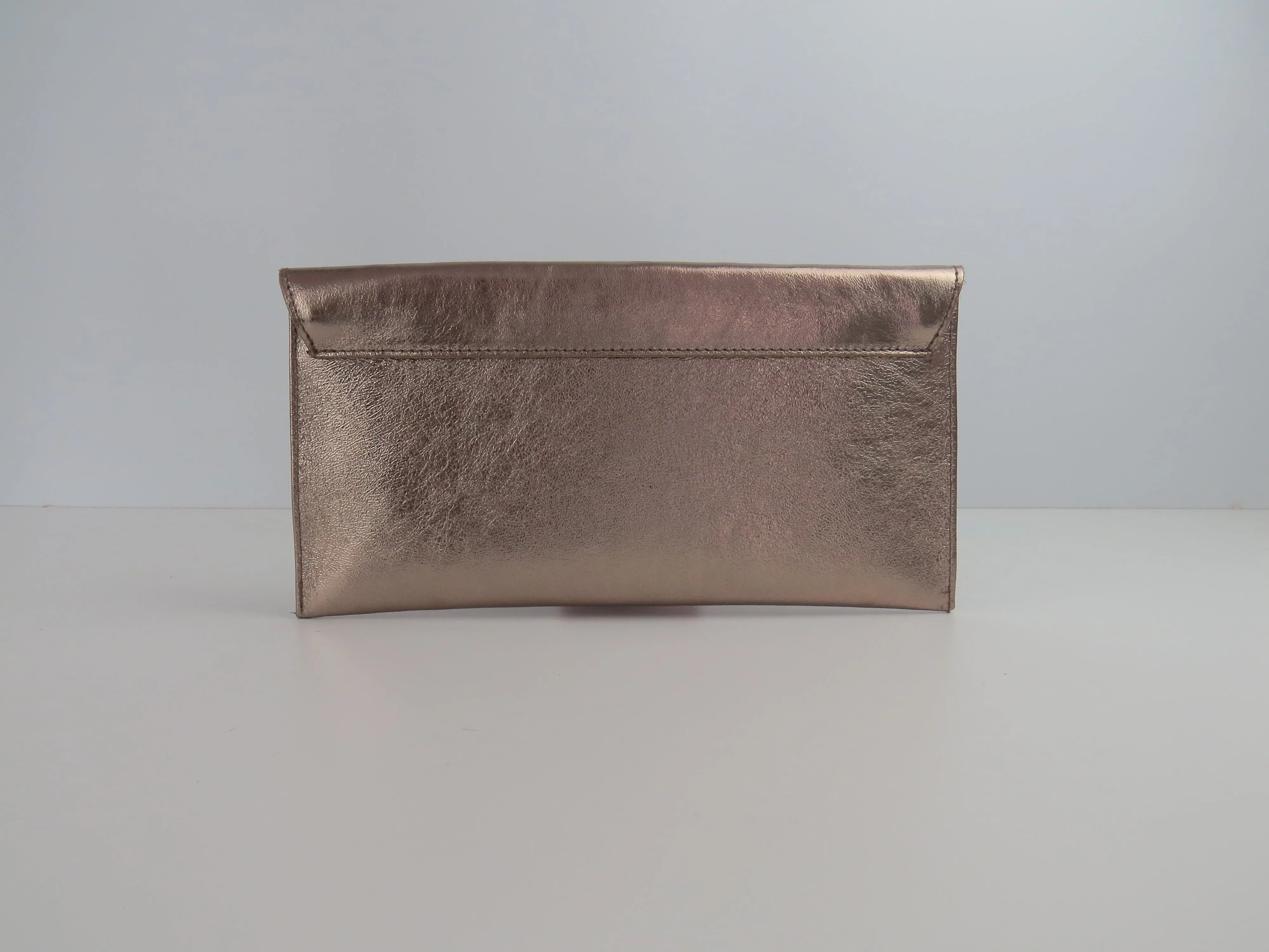 Metallic Brown Bronze Envelope Clutch Bag