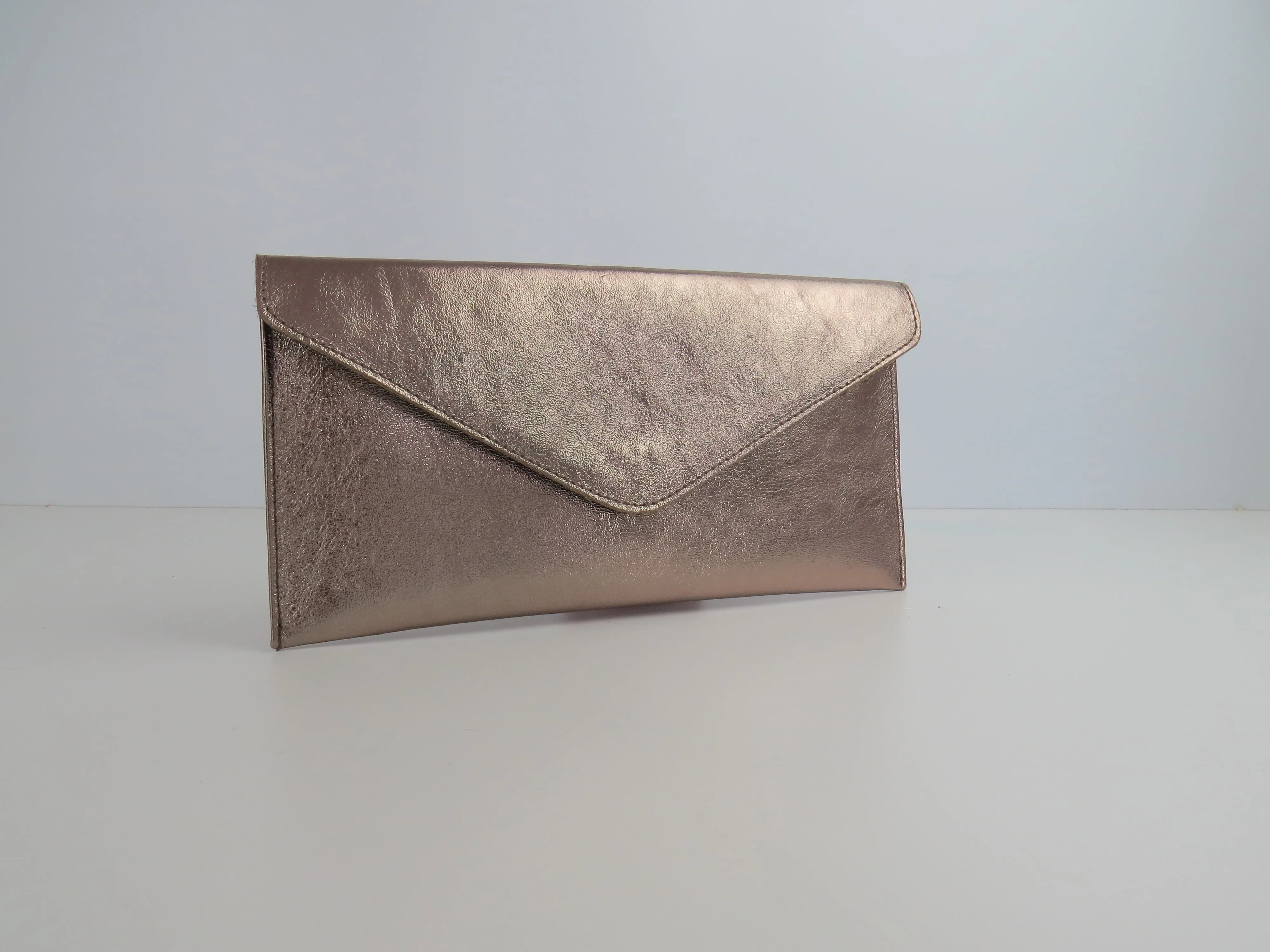 Metallic Brown Bronze Envelope Clutch Bag