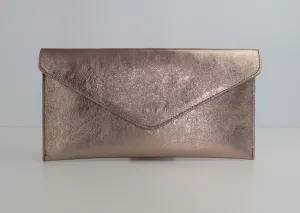 Metallic Brown Bronze Envelope Clutch Bag