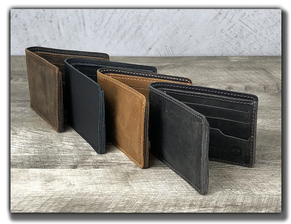 Minimalist Bi-Fold Wallet (With or Without Pick Holders) - Aged Steel