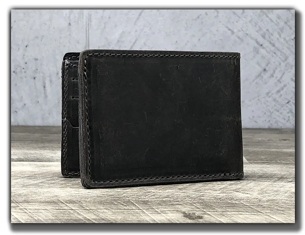 Minimalist Bi-Fold Wallet (With or Without Pick Holders) - Aged Steel