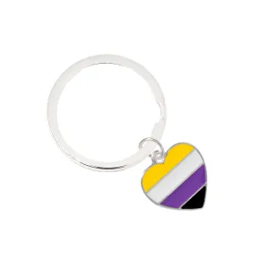 Non-Binary Flag Heart Flag Split Ring Key Chains