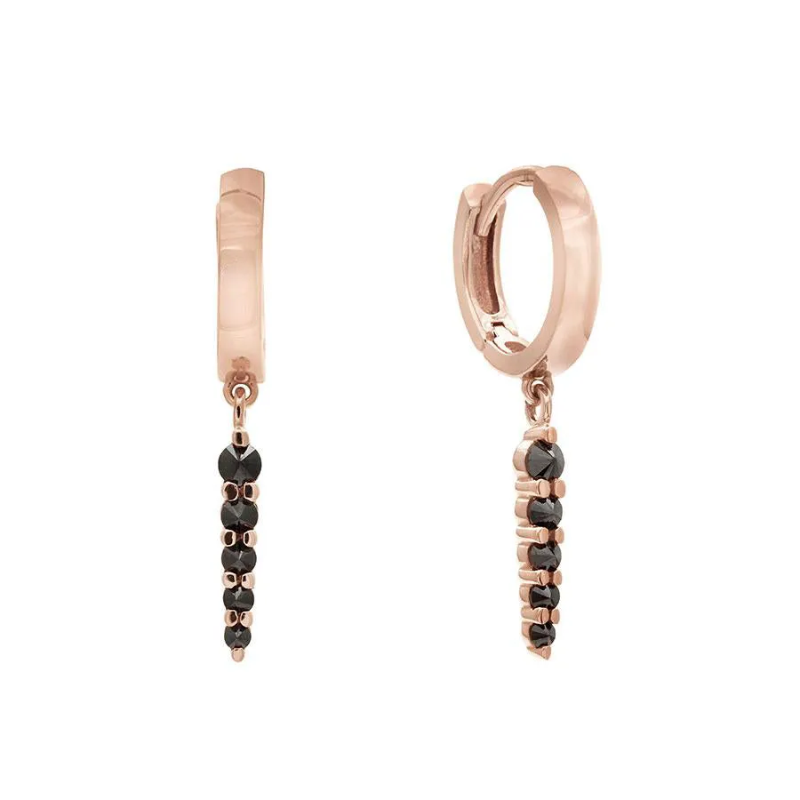 Pavé Pointe Hoop Earring - 14k Gold & Black Diamonds