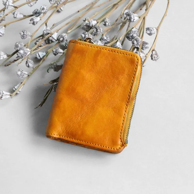 Retro Handmade Leather Zipper Wallets