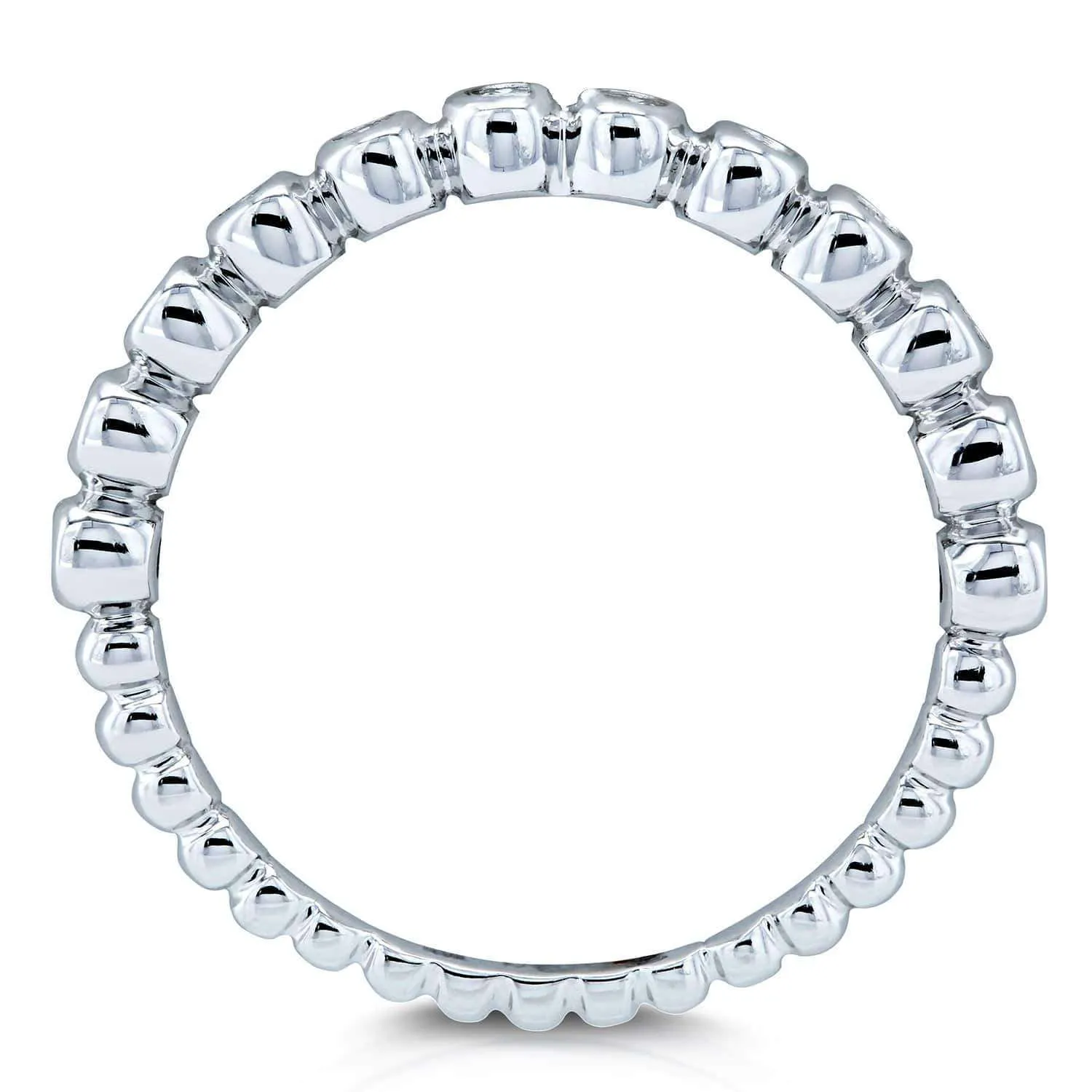 Ribbed Bezel Diamond Band 10k White Gold