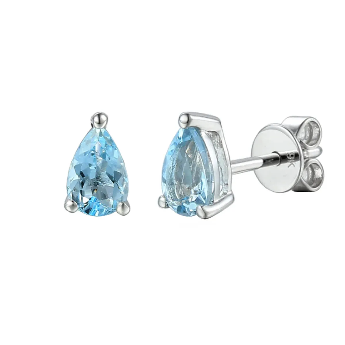 Rosa Mer 0.65ct Pear Cut Aquamarine Earrings | 9K White Gold