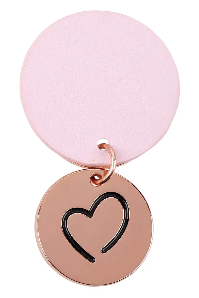 Rose Goldtone 'Be Grateful' and Pink Faux Leather Layered Disk Keyring