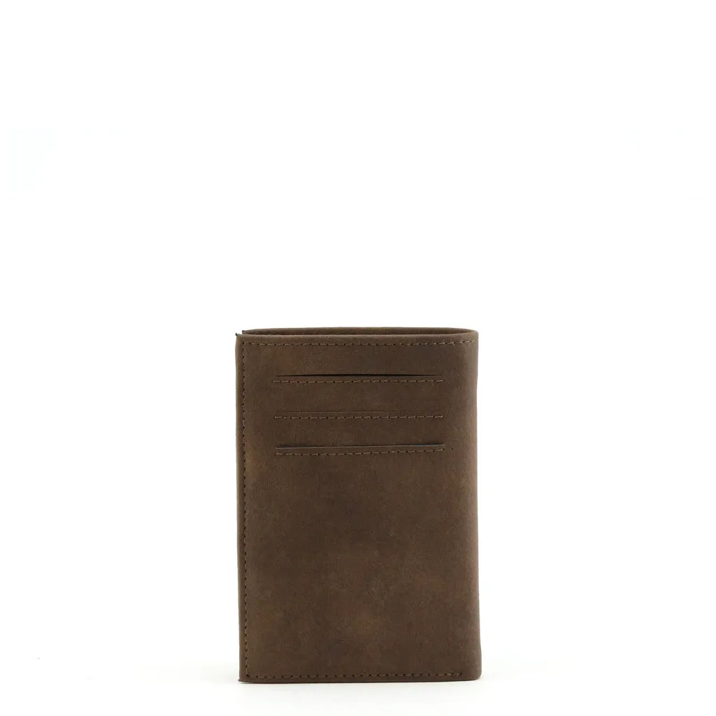 Rugged Leather Wallet with Credit Card Holder and Documents Compartment