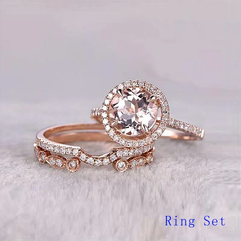 Shiny SONA Stone Engagement Rings 10k Rose Gold Rings For Women Jewelry Anniversary Gift