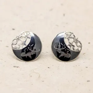 Siam Silver Earrings with Dancers Moon & Stars