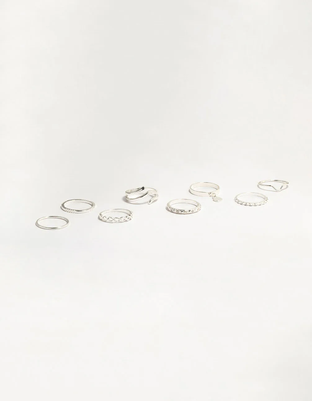 Silver Swirl Mixed Stacking Rings 8-Pack