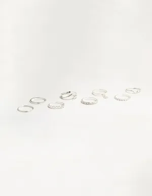 Silver Swirl Mixed Stacking Rings 8-Pack