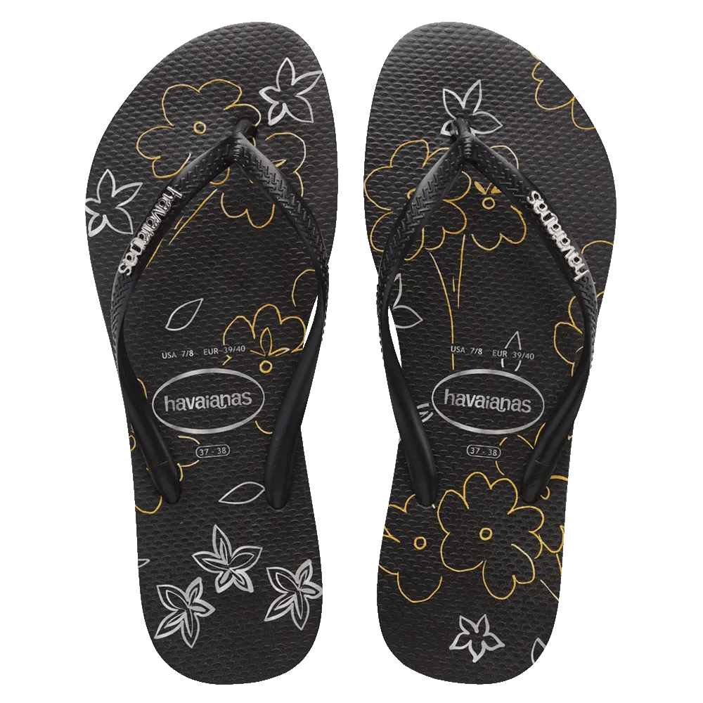 Slim Logo Metallic Print Flip Flops