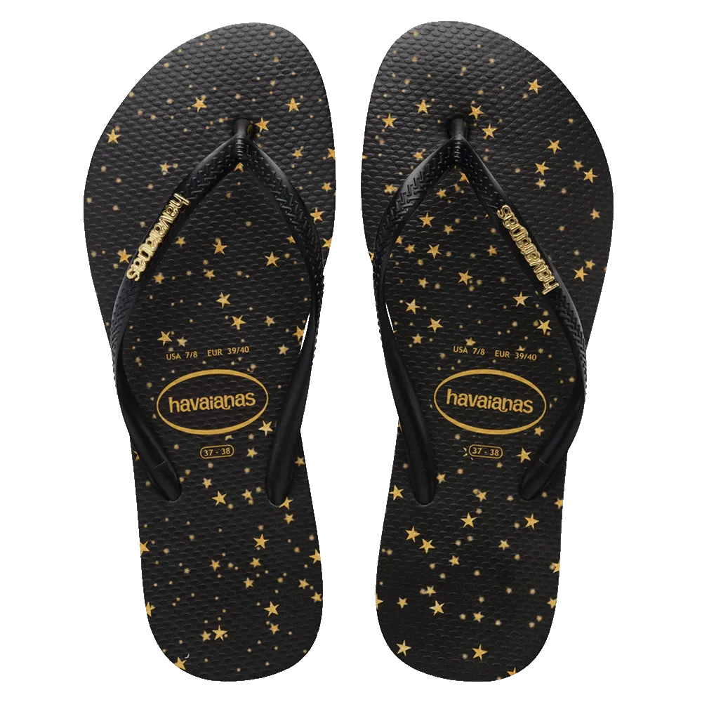 Slim Logo Metallic Print Flip Flops