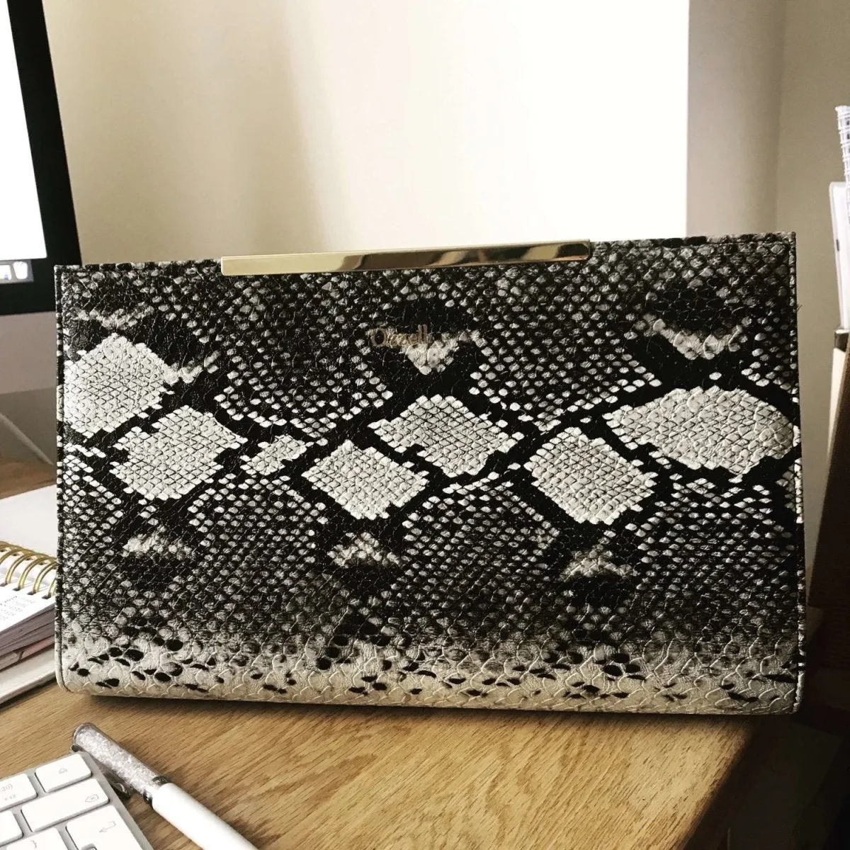 Snake Skin Effect Evening Clutch Bag