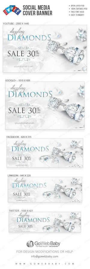 Social Media Cover Banner - Dazzling Jewelry For Website Marketing