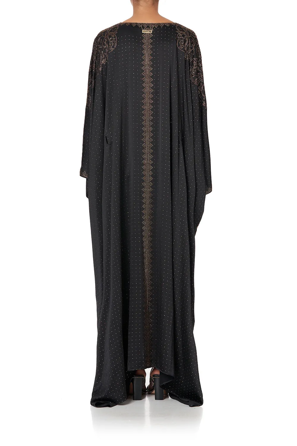 SPLIT HEM LACE UP KAFTAN LUXE BLACK