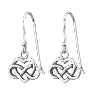 Sterling Silver Celtic Heart Drop Earrings