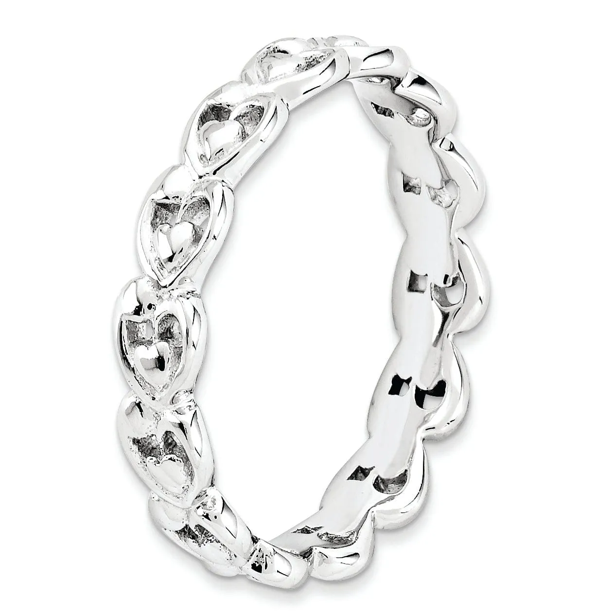 Sterling Silver Polished Heart Stackable Ring