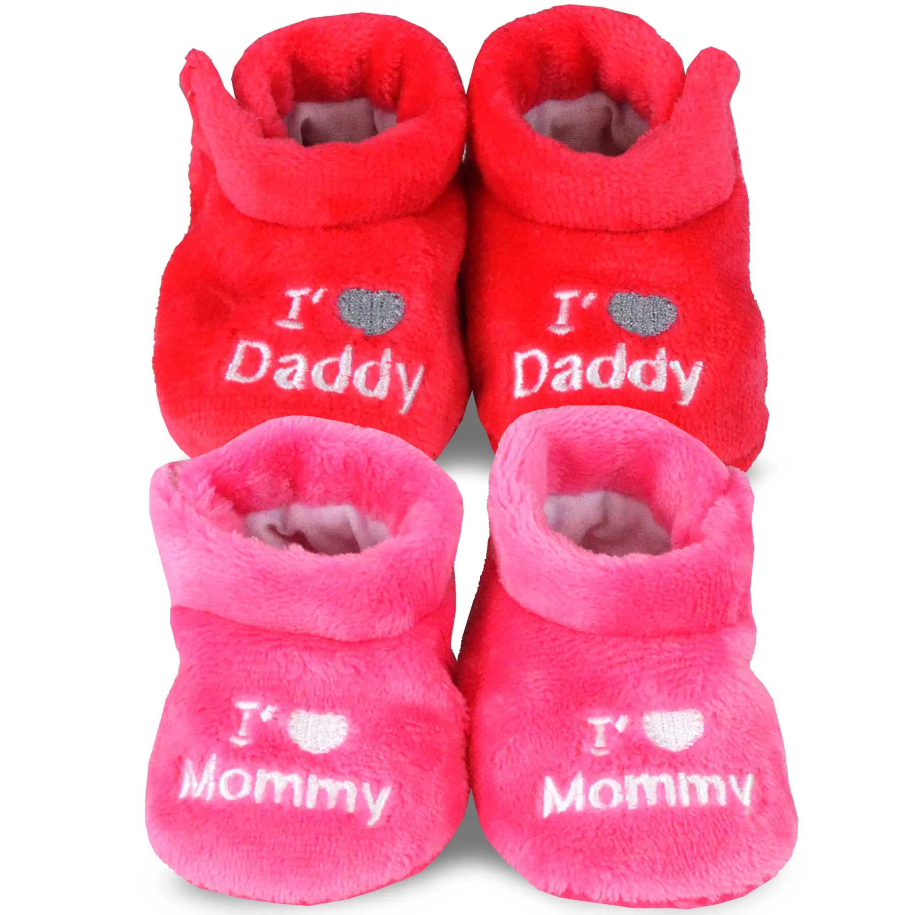 TeeHee Socks Baby Fleece Booties Red/Pink 2-Pack (40000)