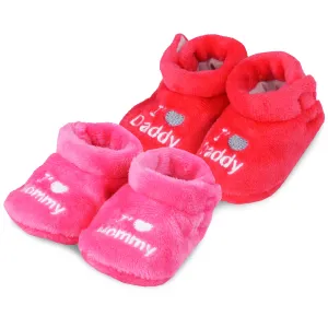 TeeHee Socks Baby Fleece Booties Red/Pink 2-Pack (40000)