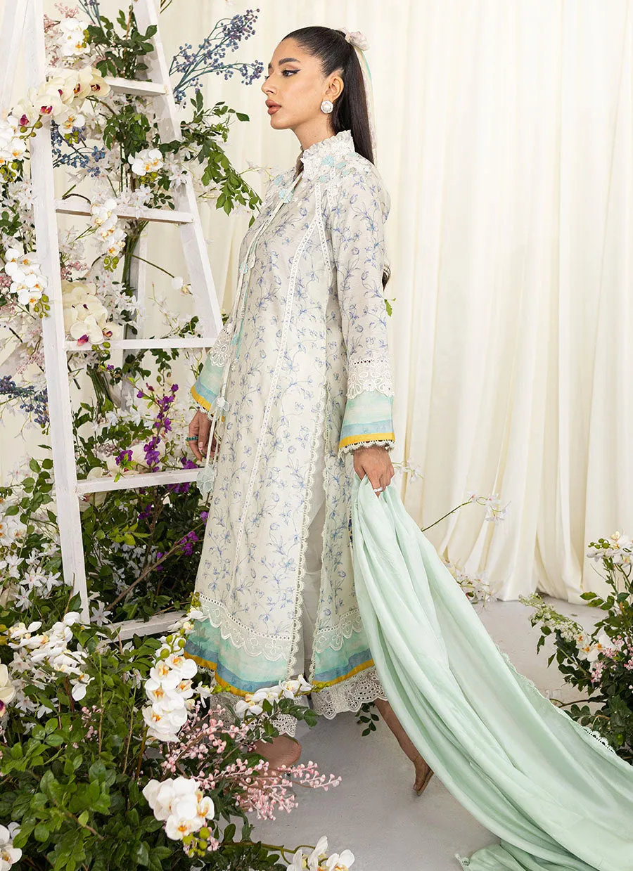 Tessie Aqua Blooms Shirt And Dupatta