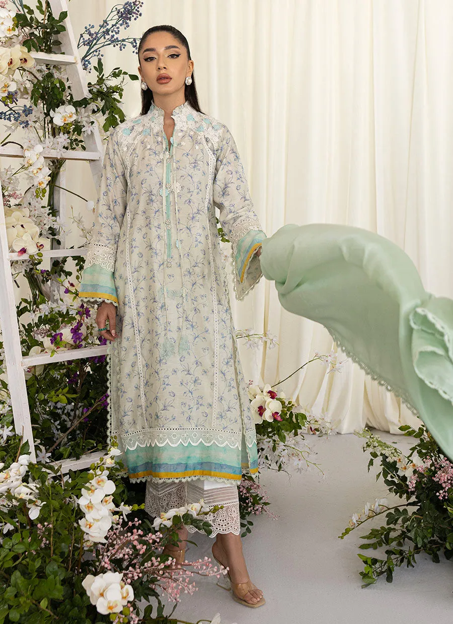 Tessie Aqua Blooms Shirt And Dupatta