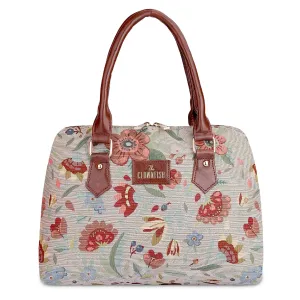 THE CLOWNFISH Montana Series Handbag for Women Office Bag Ladies Purse Shoulder Bag Tote For Women College Girls (Sky blue-Floral)