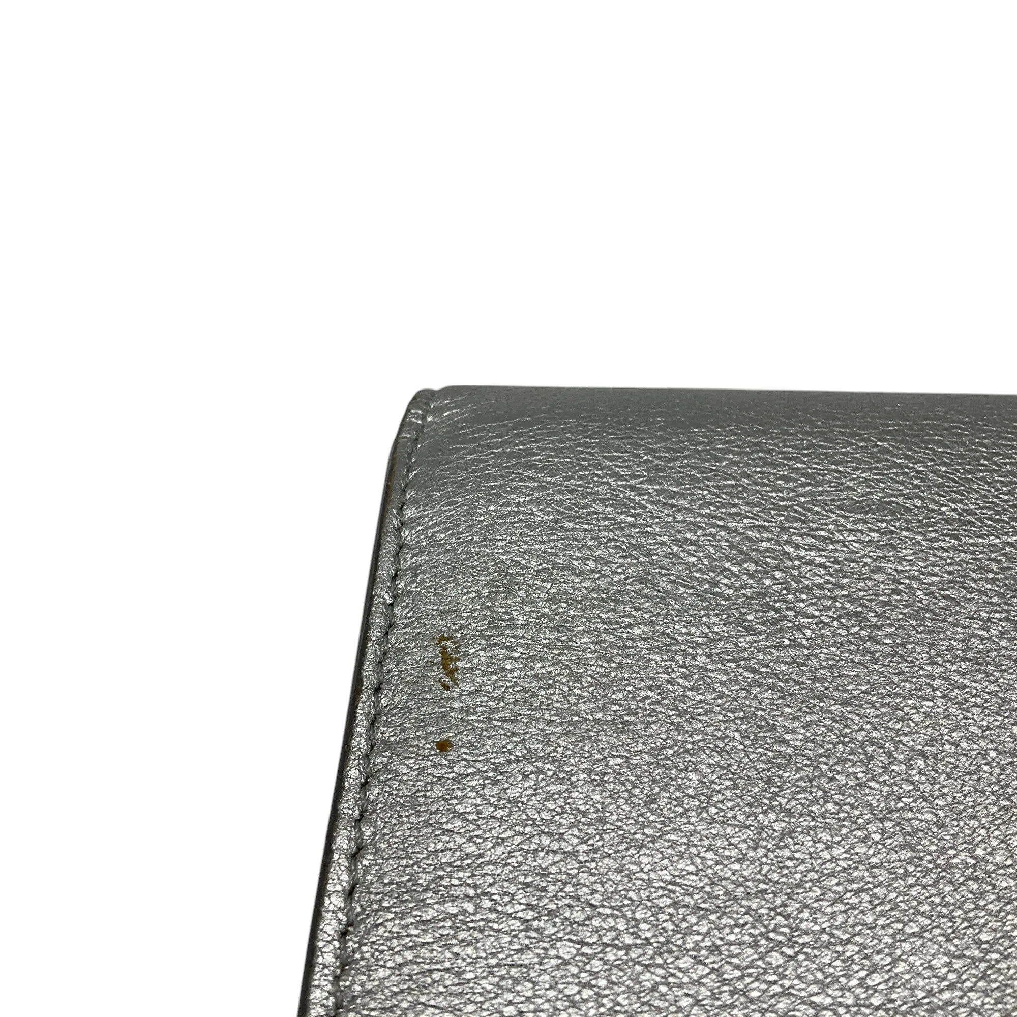 Tom Ford Silver Metallic Zipper Detail Jennifer Clutch Handbag