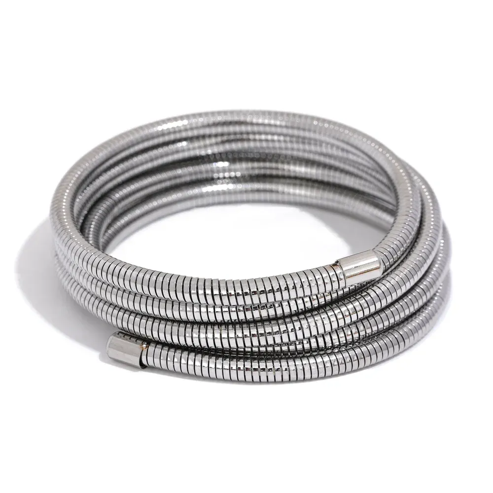 VAIGE Stainless Steel Stackable Multi-Layer Waterproof Elastic Bangle Bracelet - Trendy Geometric Fashion Jewelry