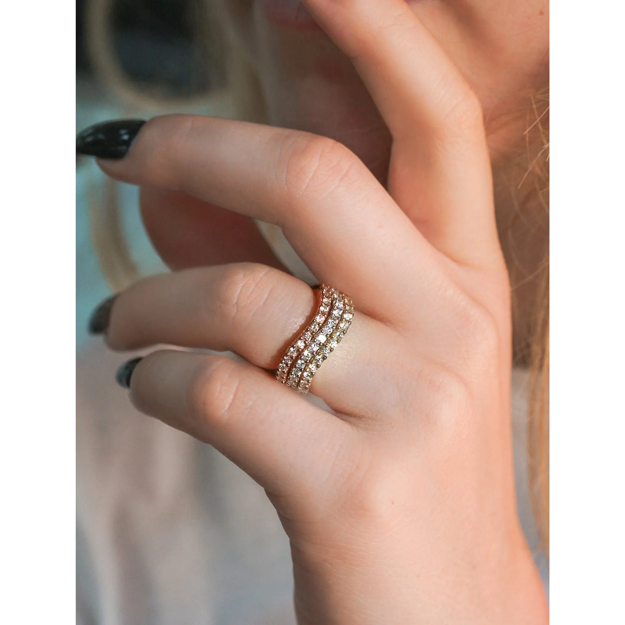 Wavy Three-Piece Stackable Ring Set