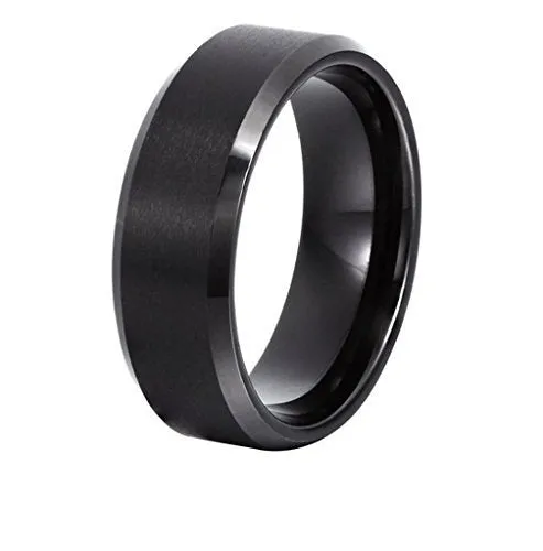 Yellow Chimes Rings for Women Black Ring 316L Stainless Steel Black Band Ring Women and Girls (7)