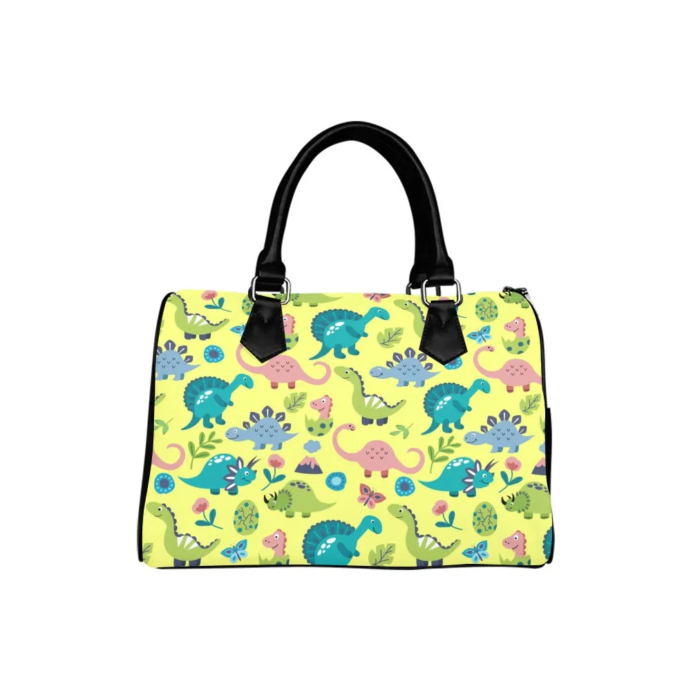 Yellow Dinos Boston Handbag