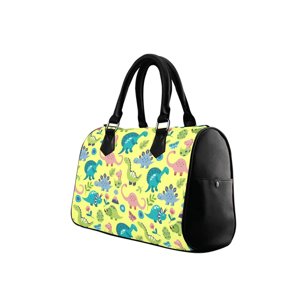 Yellow Dinos Boston Handbag