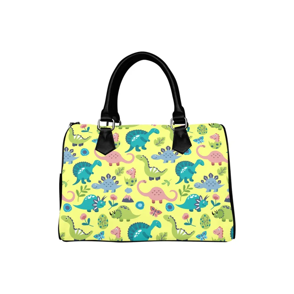 Yellow Dinos Boston Handbag